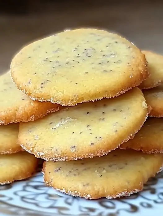 Galletas caseras de chía y limón sobre una bandeja, con textura dorada y toques de ralladura de limón.