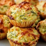 Muffins salados de verduras y queso recién horneados en moldes, con superficie dorada y textura esponjosa.