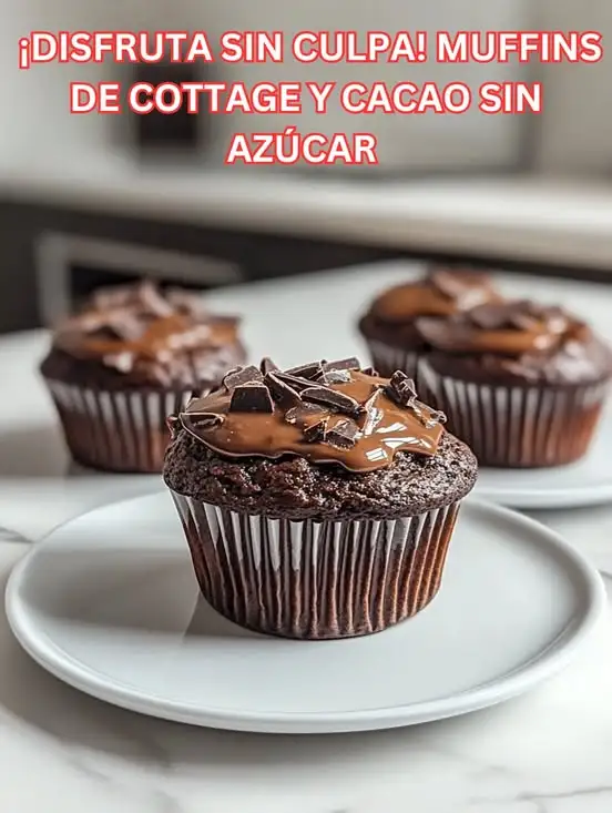 Muffins de cacao sin azúcar servidos sobre una bandeja, listos para disfrutar como snack saludable.