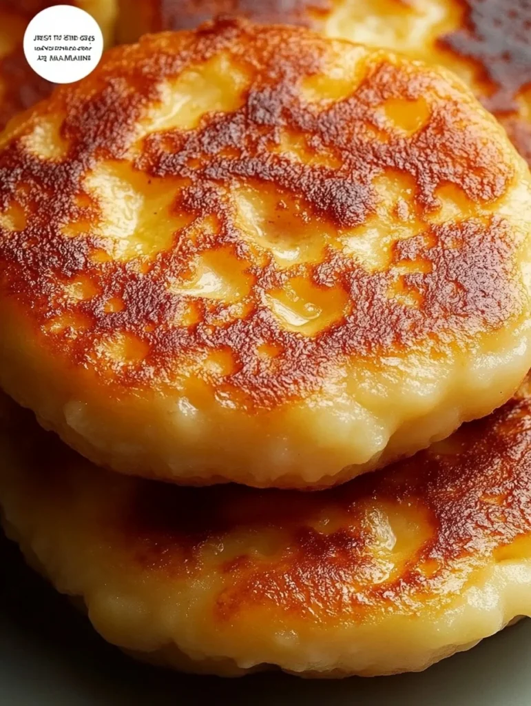 Tortitas de avena y manzana doradas servidas con frutas frescas y yogur en un plato de desayuno saludable