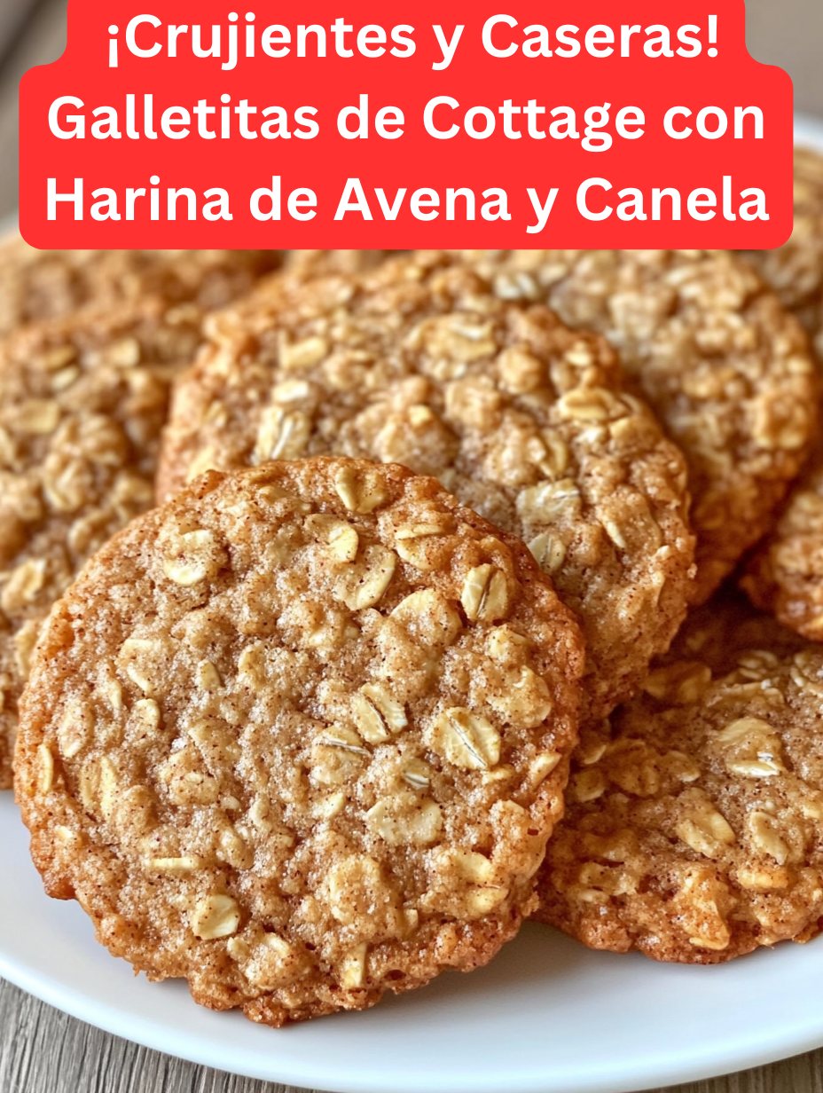 Galletitas caseras de cottage con harina de avena y canela recién horneadas sobre papel vegetal, con textura dorada y aspecto esponjoso.