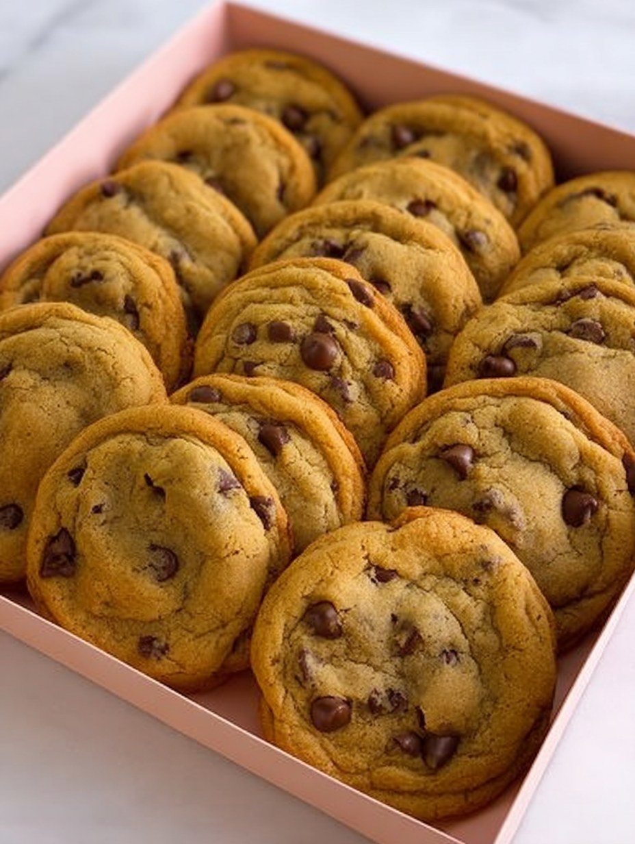 Galletas caseras grandes con chispas de chocolate recién horneadas sobre una rejilla de enfriamiento.