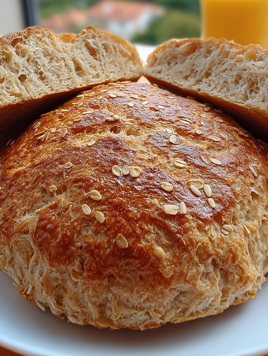 Pan casero de avena y chía sin harina sobre una tabla de madera, recién horneado y cortado en rebanadas gruesas.