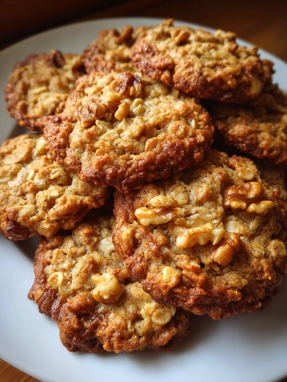 Galletas de avena y plátano sin azúcar sobre un plato, receta casera saludable.