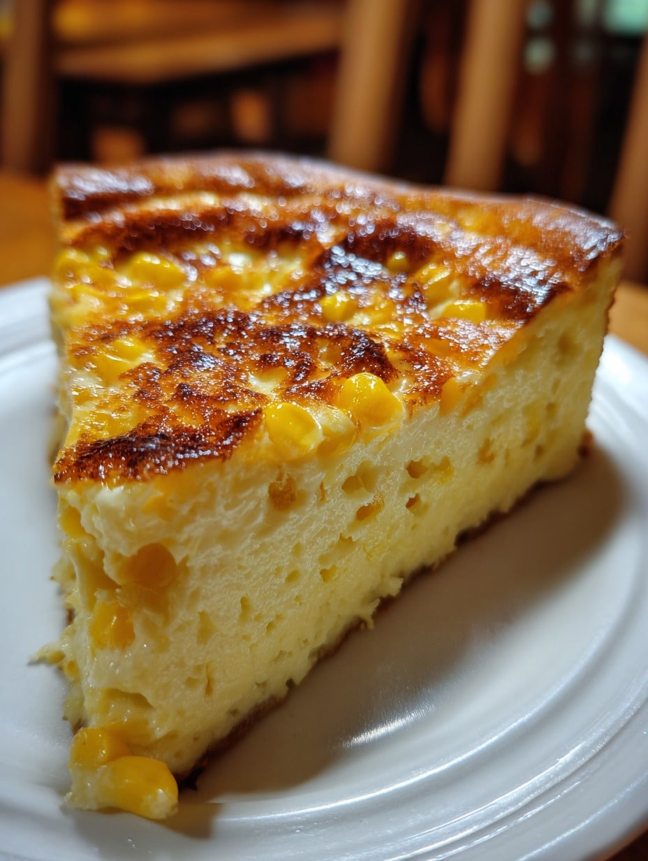 Pay de Queso con Toque de Elote, postre cremoso y dulce servido sobre base de galleta.