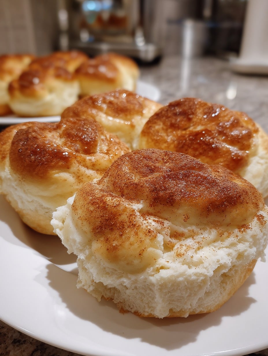 Panecitos de yogur con canela recién horneados en moldes de muffins, dorados y esponjosos, listos para acompañar café o té.