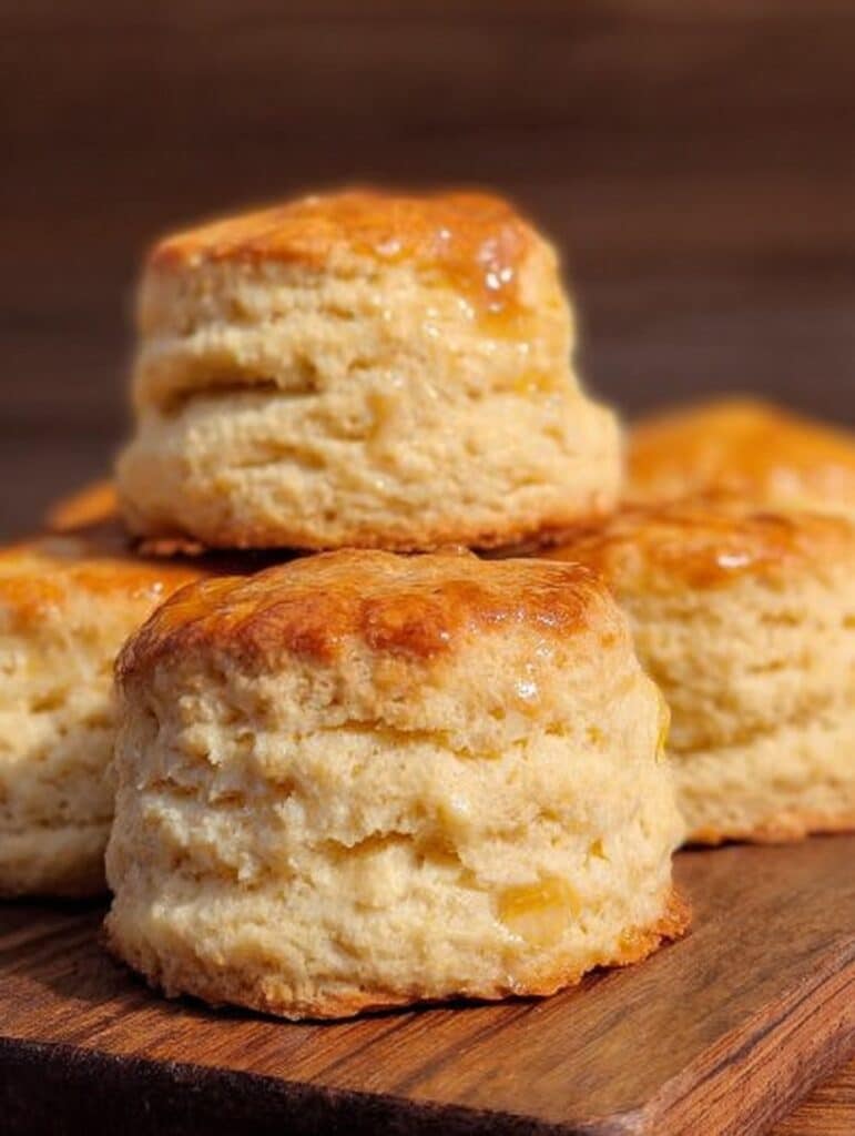 Scons de naranja caseros recién horneados, servidos en un plato sobre la mesa