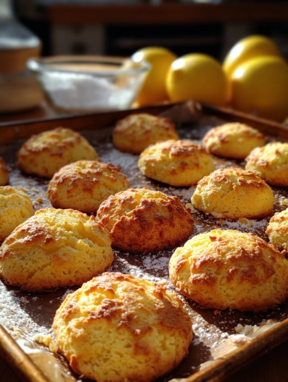 Galletitas caseras de harina de maíz y limón recién horneadas, servidas en un plato blanco