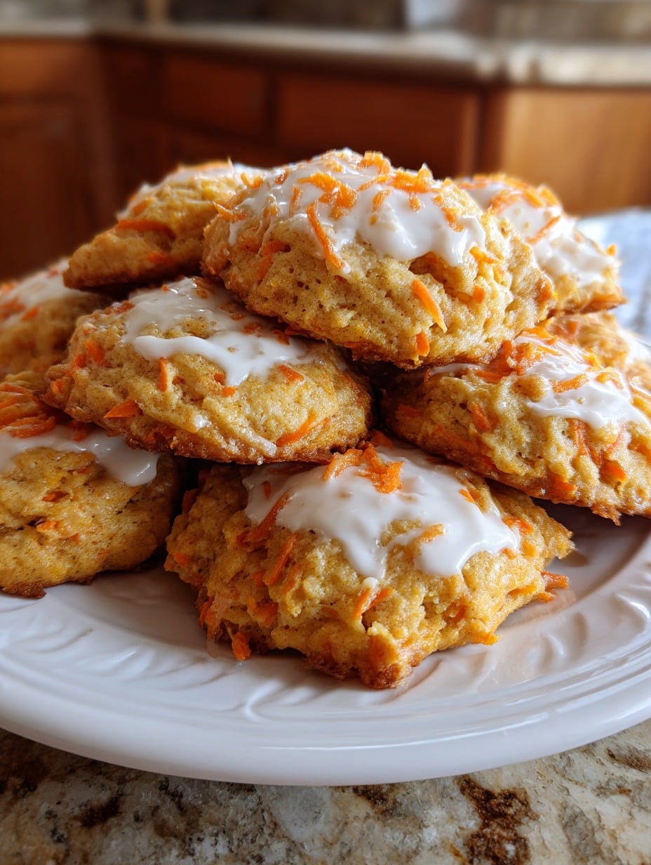 Galletitas caseras de zanahoria y naranja recién horneadas, suaves y doradas, servidas como merienda.