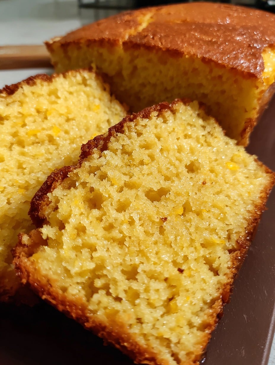 Pan de elote natural sin harina recién horneado en un molde redondo, con superficie dorada y textura casera.
