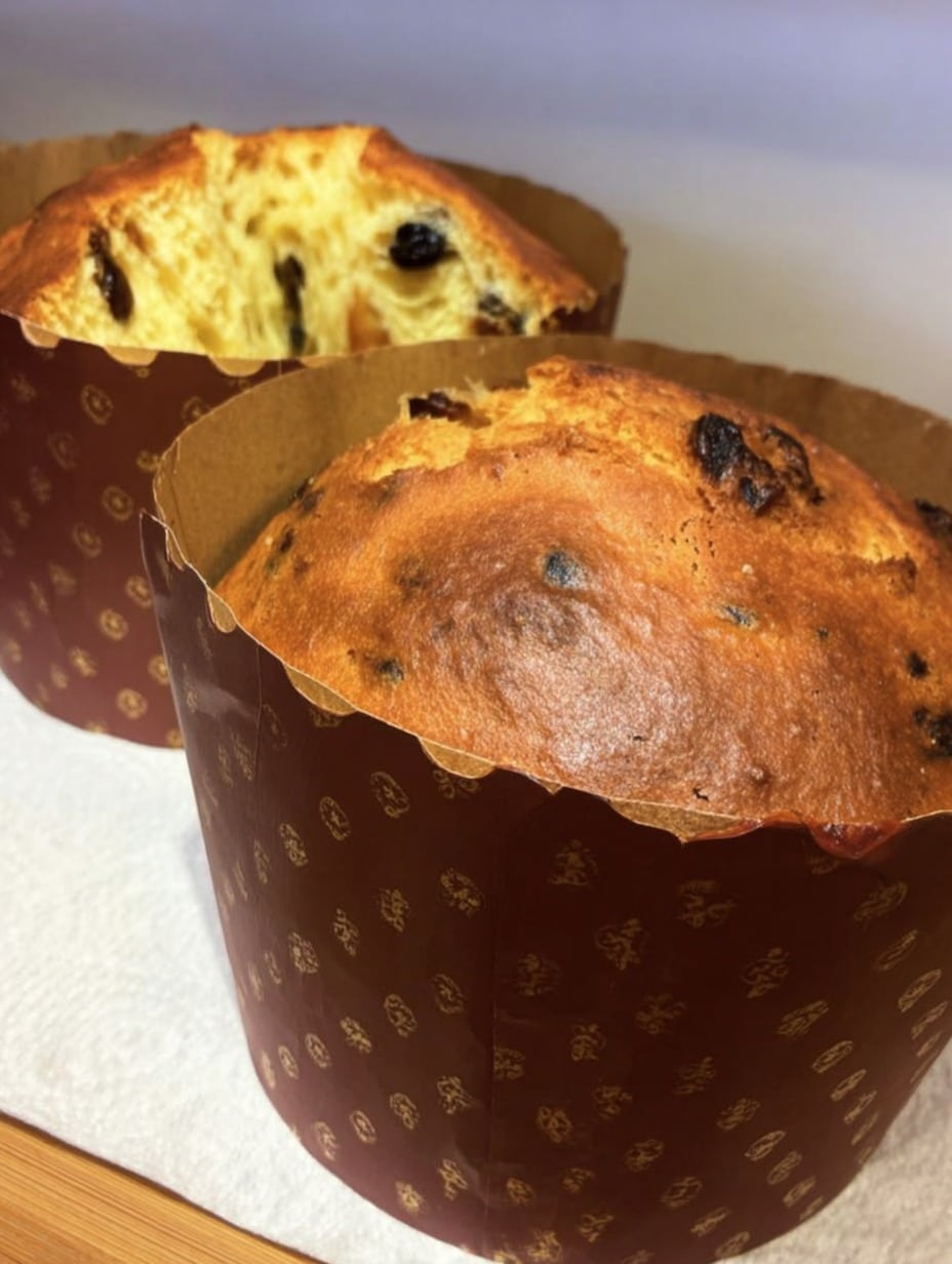 Panettone en licuadora casero, esponjoso y lleno de frutas confitadas.